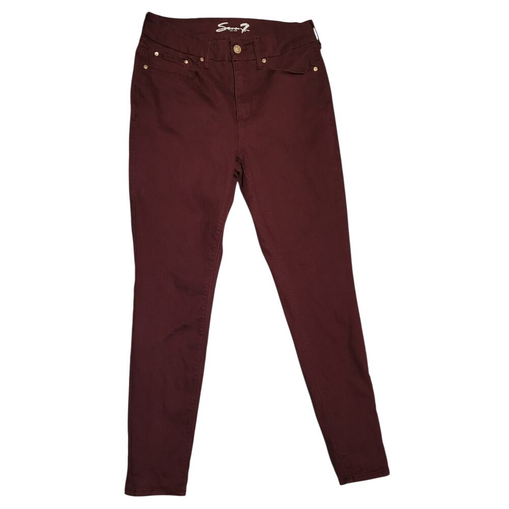 Seven7 Womens Burgundy High-Rise Skinny Fit Stretch Jeans Size 10, 28Wx29L EUC